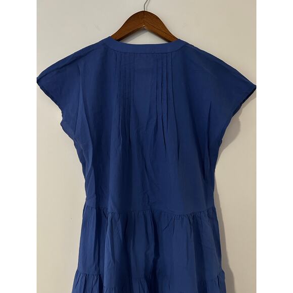 Marea Mackenzie Ultramarine Blue Tiered Button Dress Natural 100% Cotton EUC M - Picture 12 of 12
